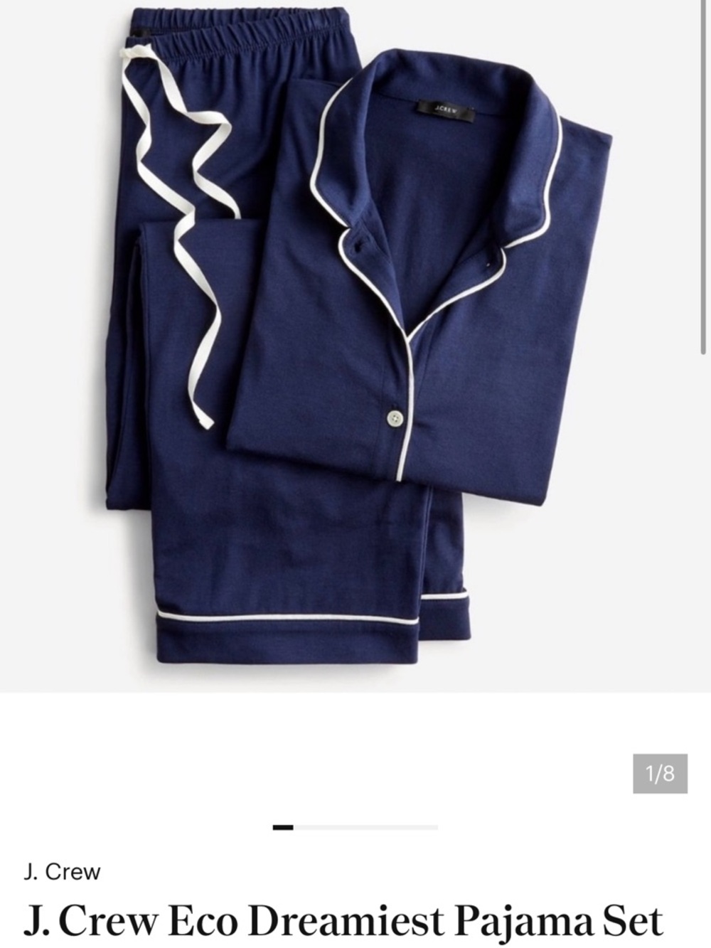 J. Crew Navy Pajama Set with White Trim